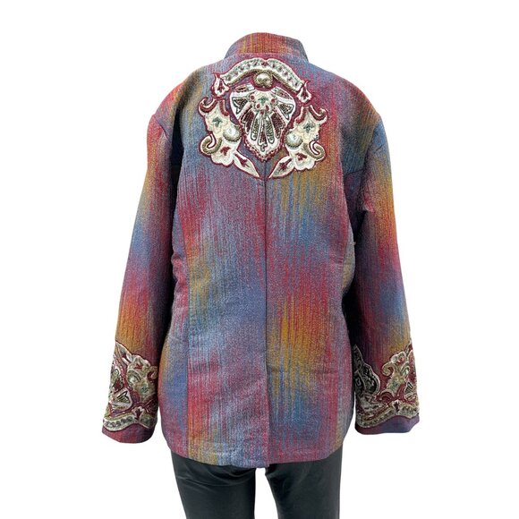 Soft Surroundings Vintage Maija Embroidered Jacket Velvet Bead Boho Maximalist M - Picture 3 of 11